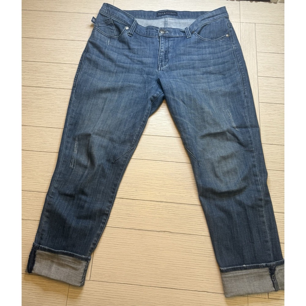Rock & Republic Ladies Cropped Cuffed Mid Rise‎ Denim Jeans. Sz 12
